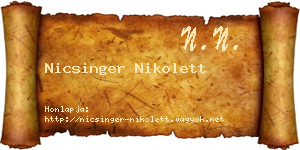 Nicsinger Nikolett névjegykártya
